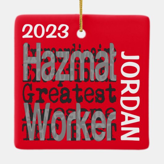 Hazmat Worker Buitengewone DOUANE Keramisch Ornament (Achterkant)