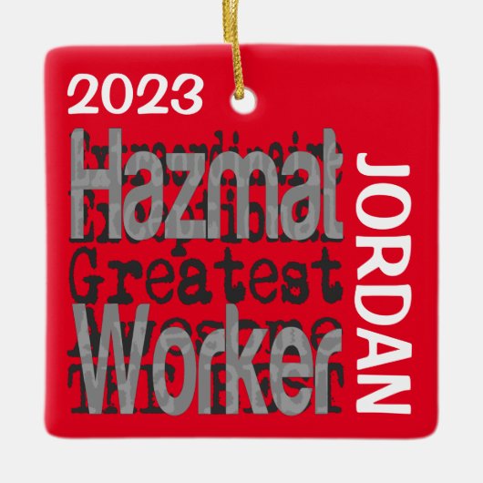 Hazmat Worker Buitengewone DOUANE Keramisch Ornament (Voorkant)