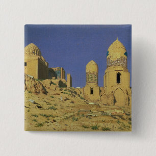 Hazreti Shakh-i-Zindeh Mausoleum Vierkante Button 5,1 Cm