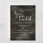 Hazy Black, Light String "You are Invited" Wedding Kaart (Voorkant)