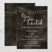 Hazy Black, Light String "You are Invited" Wedding Kaart (Voorkant / Achterkant)