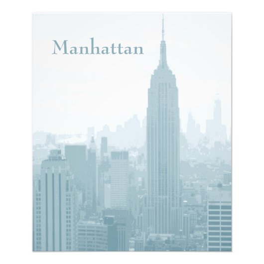 Hazy Blue New York City Skyline Manhattan Foto Afdruk (Voorkant)
