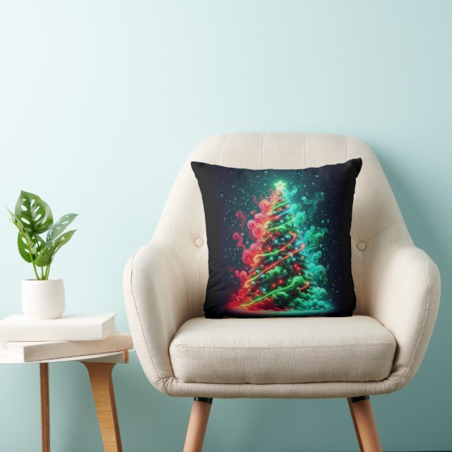 Hazy Christmas Tree on Soft, Cushy Sofa, Bed Chair Kussen (Stoel)