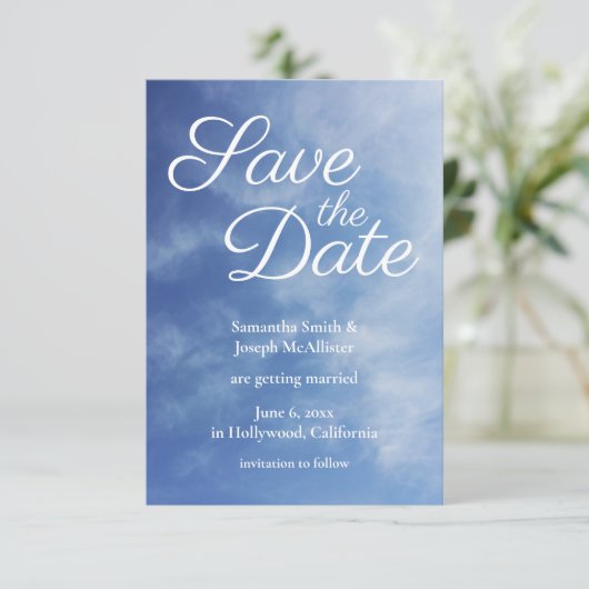 Hazy Clouds Blue Sky Foto slaat de datum op Kaart (Staand voorkant)