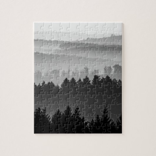 Hazy Forest Hills Black en White Landscape Foto Legpuzzel (Verticaal)