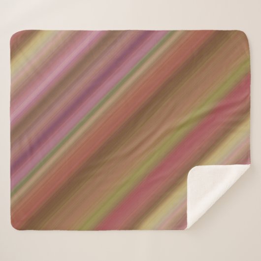 Hazy Garden roze, bruin en groene streep Sherpa Deken (Voorkant (horizontaal))