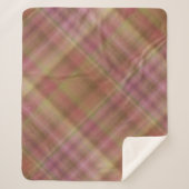 Hazy Garden Roze en Groen Plaid Sherpa Deken (Voorkant)
