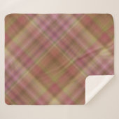 Hazy Garden Roze en Groen Plaid Sherpa Deken (Voorkant (horizontaal))