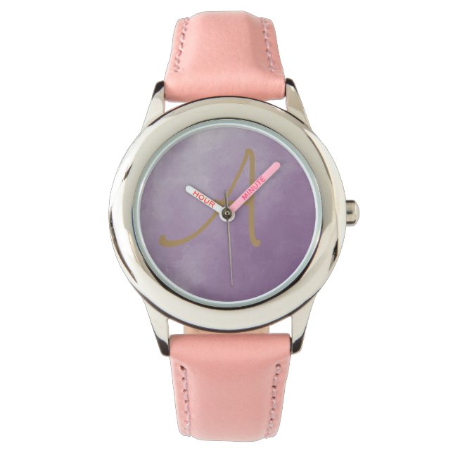Hazy Lavender en aanpasbaar Initiaal horloge (Voorkant)
