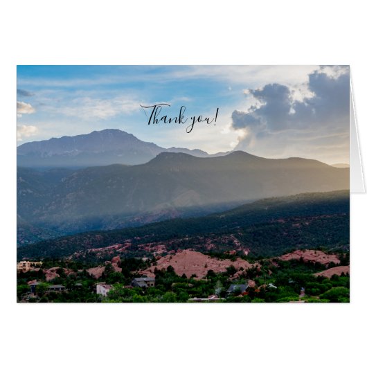 Hazy Pikes Peak Sunset Dank je kaart (Voorkant Horizontaal)