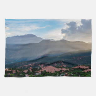 Hazy Pikes Peak Sunset Keukenhanddoek