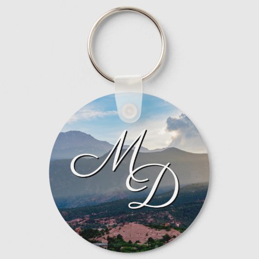 Hazy Pikes Peak Sunset Sleutelhanger (Voorkant)