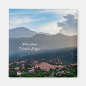 Hazy Pikes Peak Sunset Square Magnet (Voorkant)