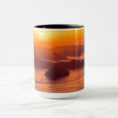 Hazy sunset on Kurushima Kaikyo Bridge and Kurushi Mok (Midden)