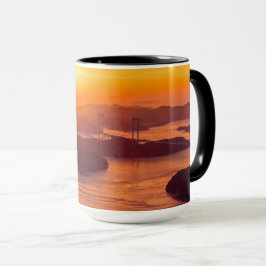 Hazy sunset on Kurushima Kaikyo Bridge and Kurushi Mok