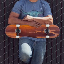 Hazy sunset on Kurushima Kaikyo Bridge and Kurushi Persoonlijk Skateboard