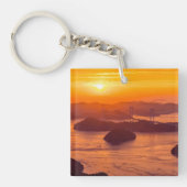 Hazy sunset on Kurushima Kaikyo Bridge and Kurushi Sleutelhanger (Voorkant)