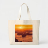 Hazy sunset on Kurushima Kaikyo Bridge Grote Tote Bag (Voorkant)