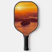 Hazy sunset on Kurushima Kaikyo Bridge Pickleball Paddle (Voorkant)