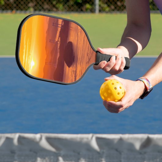 Hazy sunset on Kurushima Kaikyo Bridge Pickleball Paddle (Insitu)