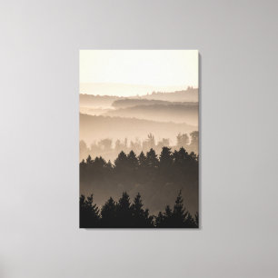 Hazy Woodland Hills Landschap Foto Canvas Afdruk
