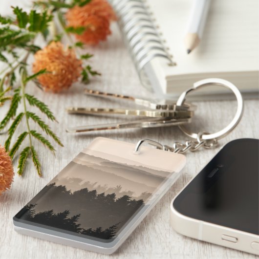 Hazy Woodland Hills Landschap Foto Sleutelhanger (Voorkant Rechts)