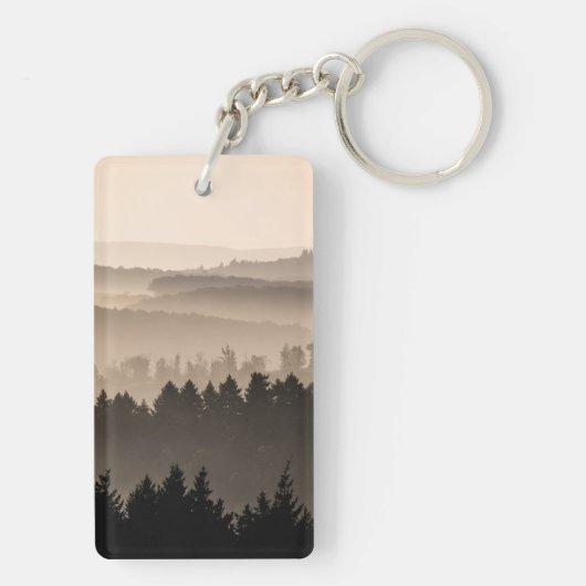 Hazy Woodland Hills Landschap Foto Sleutelhanger (achterkant)