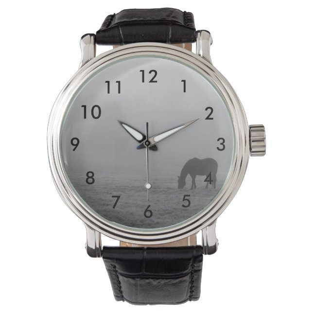 Hazzy Grazing Grayscale Horloge (Voorkant)