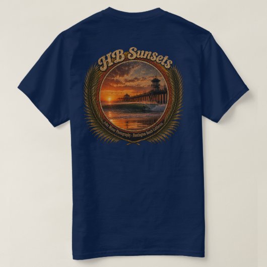 HB Sunsets Surf T-shirt (Heren)  (Design achterkant)