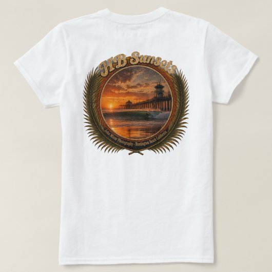 HB Sunsets T-shirt (Dames)  (Design achterkant)