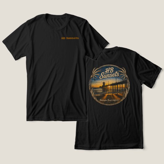 HB Sunsets T-shirt (heren) (Ontwerp Voorkant & Achterkant)