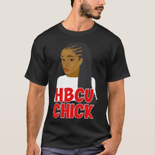 HBCU Chick Red and White Braids Afstudeerder of St T-shirt (Voorkant)