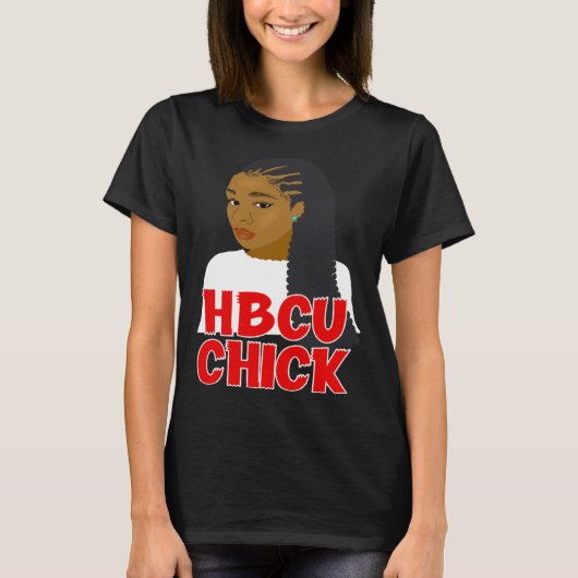 HBCU Chick Red and White Braids Grad or Student T-shirt (Voorkant)