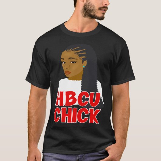 HBCU Chick Red and White Braids Grad or Student T-shirt (Voorkant)