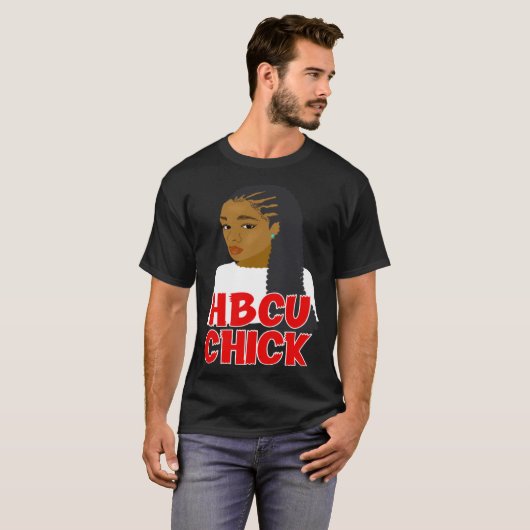 HBCU Chick Red and White Braids Grad or Student T-shirt (Voorkant volledig)