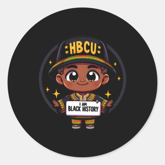 HBCU Historisch Black College Kleding Black Hist Ronde Sticker (Voorkant)