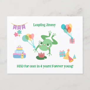 HBD Frog Lily Pad Cake Balloons Petten Ontwerp Briefkaart