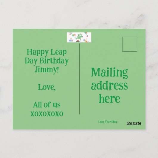 HBD Frog Lily Pad Cake Balloons Petten Ontwerp Briefkaart (Achterkant)