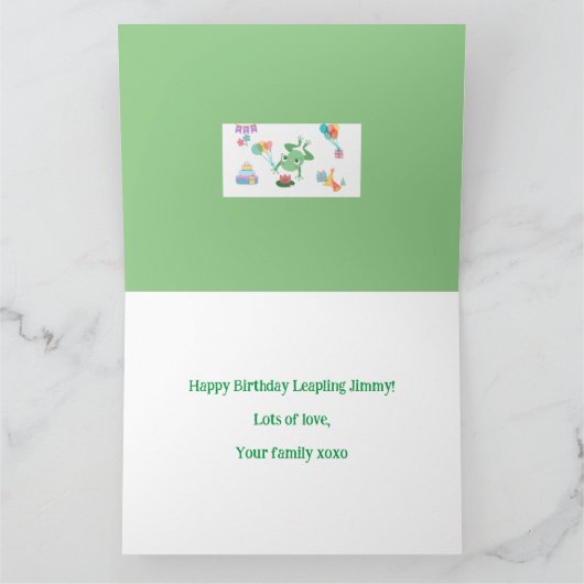 HBD Frog Lily Pad Cake Balloons Petten Ontwerp Kaart (Binnen)