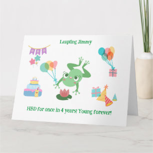 HBD Frog Lily Pad Cake Balloons Petten Ontwerp Kaart