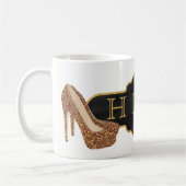HBIC Boss Lady | Chic Black Gold Glitter Shoes Koffiemok (Links)