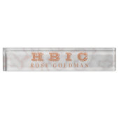 HBIC Moderne Roos Gold Marble Stone Luxury Naambordje (Voorkant)