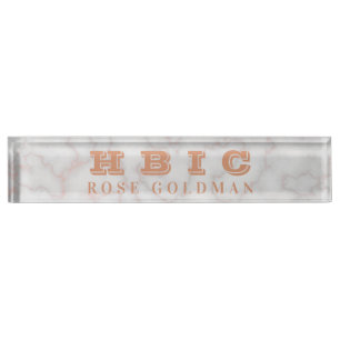 HBIC Moderne Roos Gold Marble Stone Luxury Naambordje