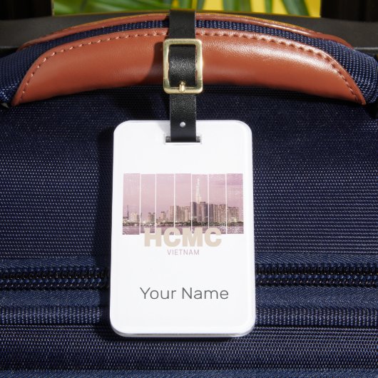 HCMC Saigon (Ho-Chi-Minh-City) Skyline Vietnam Bagagelabel (Voorkant Insitu 2)