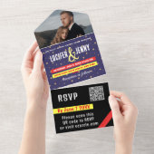 HD Moderne Foto & Ampersand Huwelijk QR Code RSVP All In One Uitnodiging (Afscheurbaar)