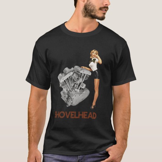 HD Motorcycle Vtwin Shovelhead Motor Retr T-shirt (Voorkant)