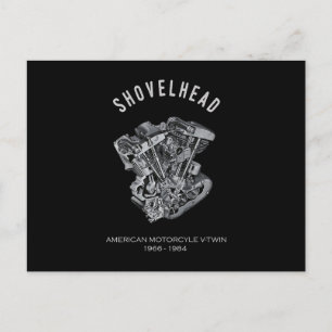 HD-motorfiets met videokettwin Shovelhead Engine D Aankondigingskaart