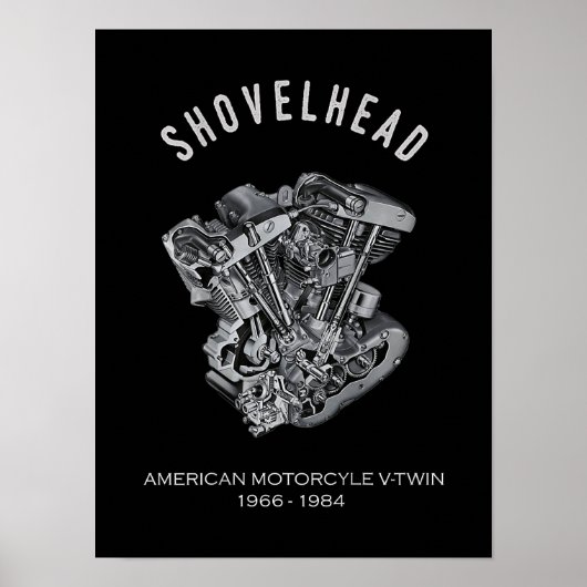 HD-motorfiets met videokettwin Shovelhead Engine D Poster (Voorkant)