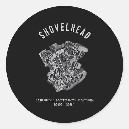 HD-motorfiets met videokettwin Shovelhead Engine D Ronde Sticker (Voorkant)