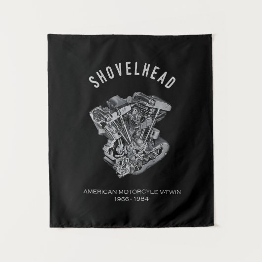 HD-motorfiets met videokettwin Shovelhead Engine D Wandkleed (Voorkant)
